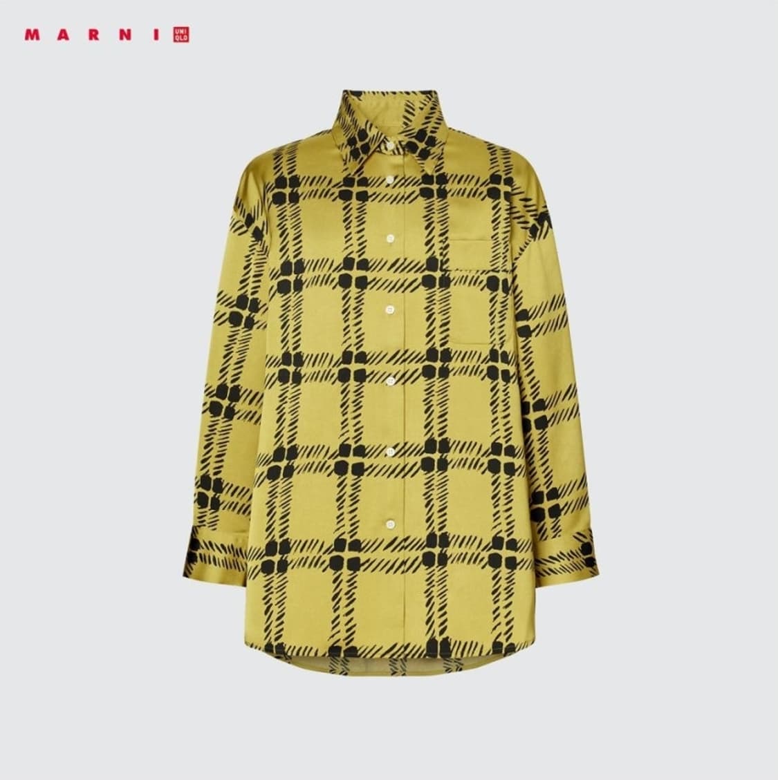 L 새제품) 유니클로 X 마르니 실크 오버사이즈 셔츠 공용 남자 여자 상품이미지4