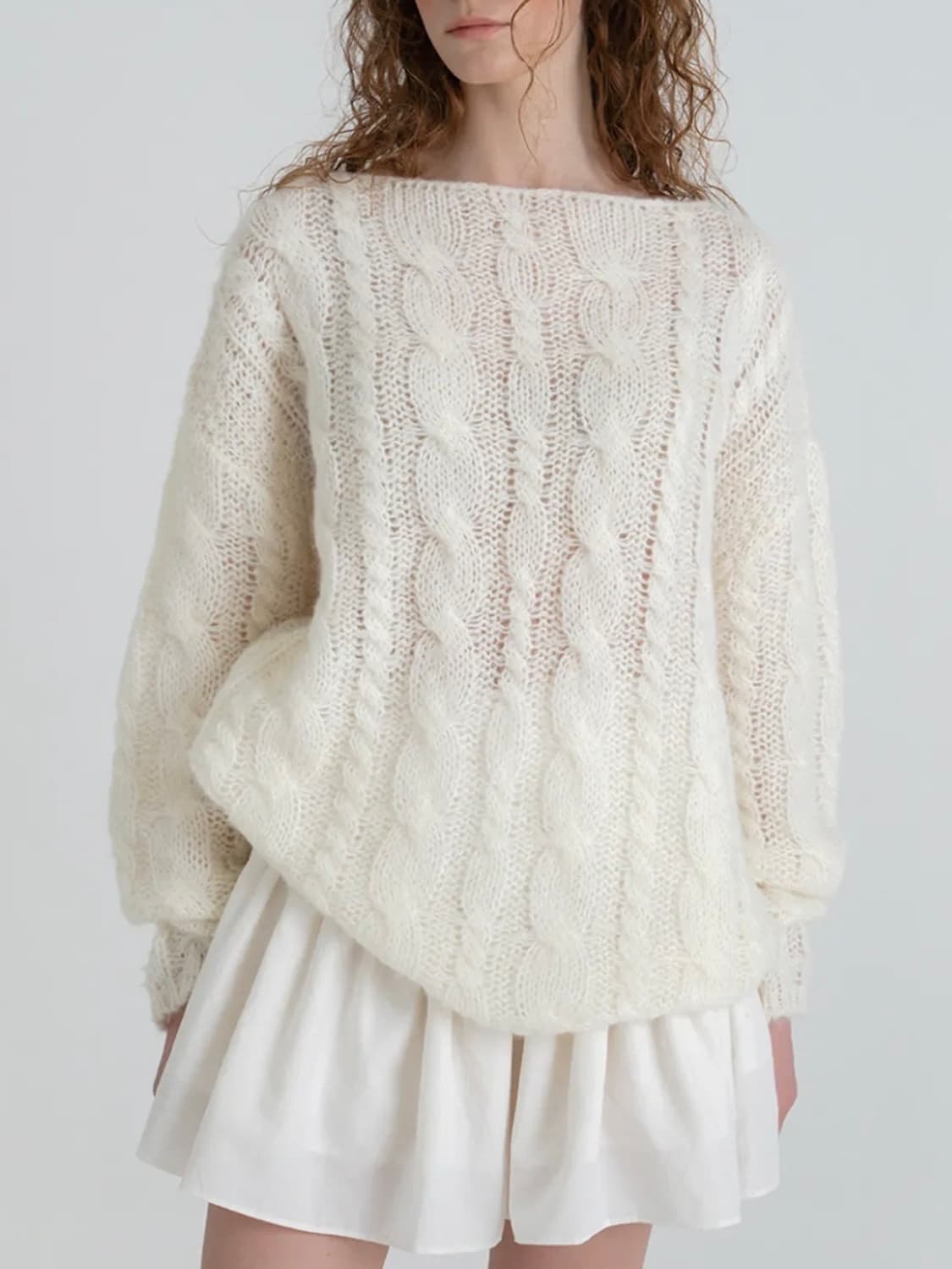 위드아웃썸머 시나몬 케이블 니트 아이보리 상품이미지1