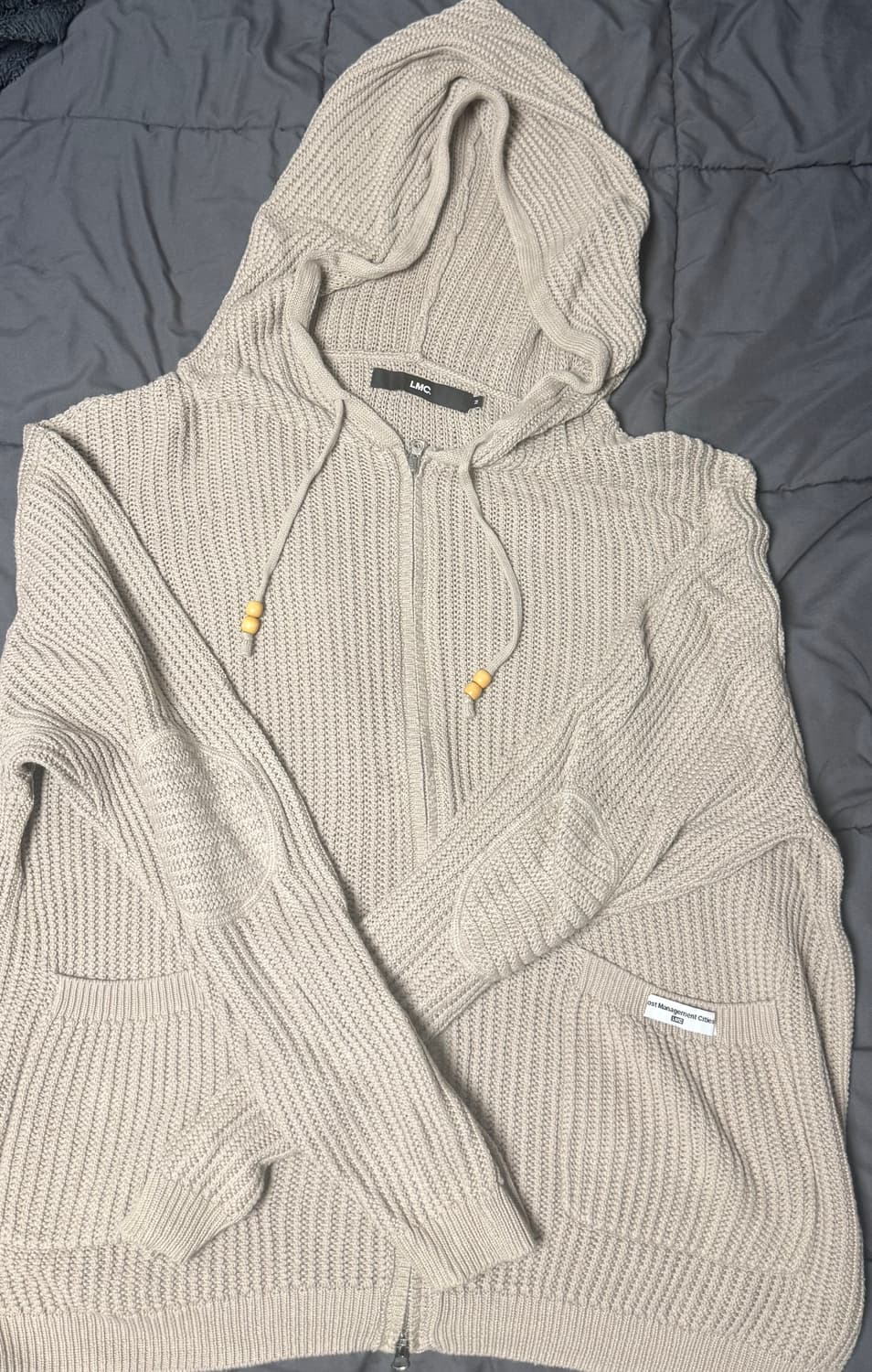 M LMC 니트 후드 집업 아이보리 상품이미지1
