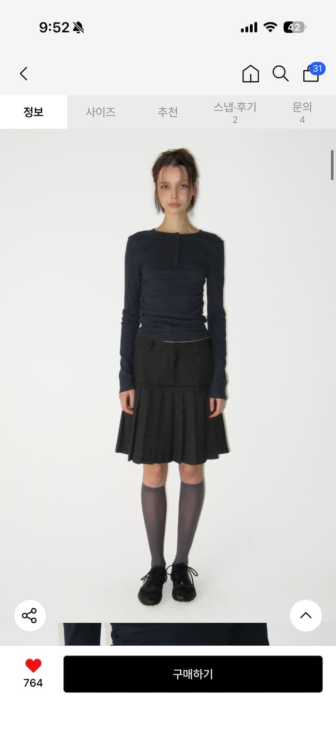 썬번프로젝트pleats midi skirt black S 상품이미지2