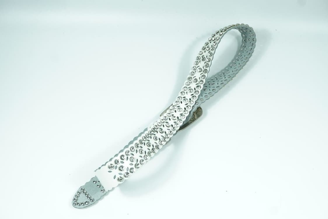 Y2K 펑크 무드 화이트 풀 큐빅 펀칭 웨스턴 벨트 상품이미지2