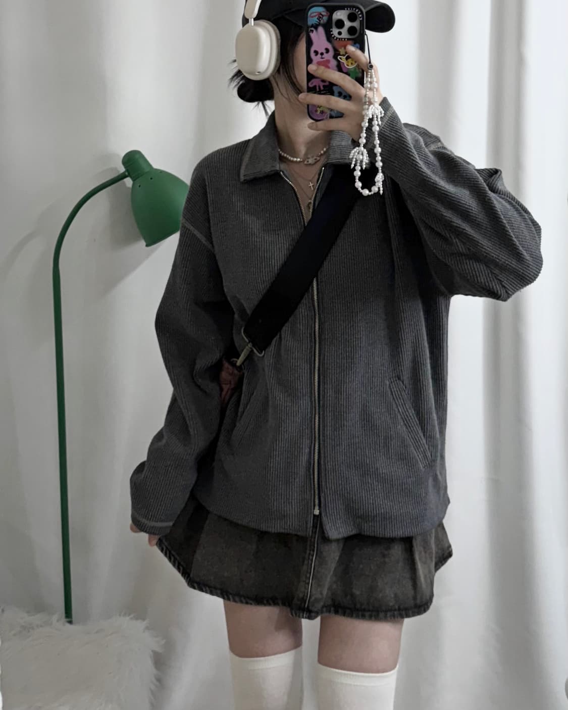 그레이 오버핏 카라 집업 자켓 상품이미지1