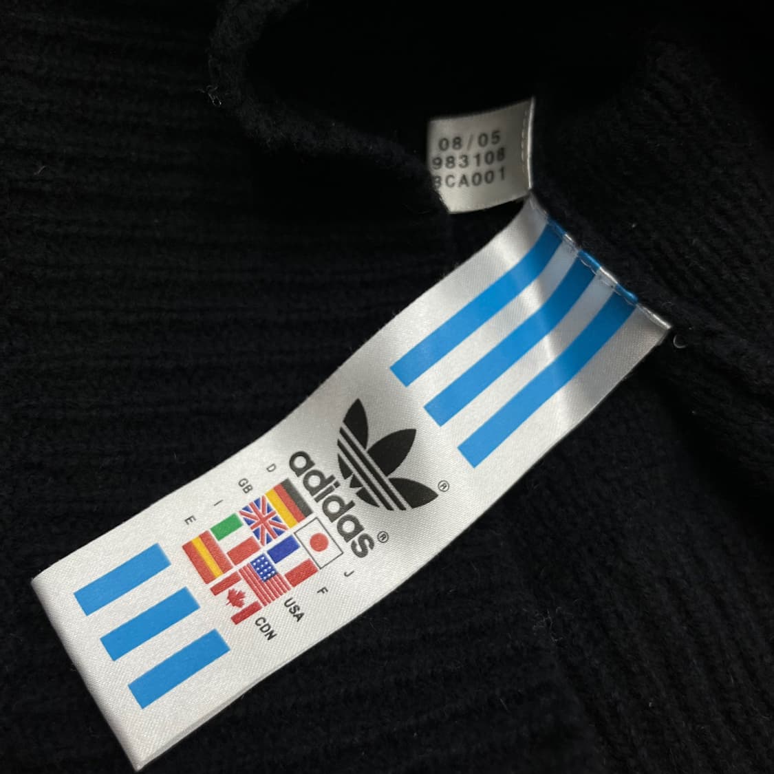 아디다스 옐로우로고 블랙 니트집업 95 상품이미지5