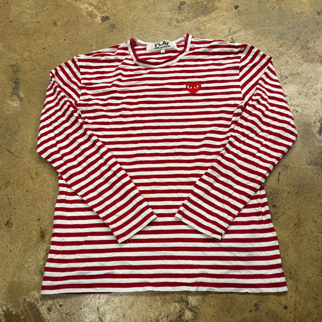 꼼데가르송 레드 스트라이프 단가라 긴팔 롱슬리브 티셔츠 상품이미지3