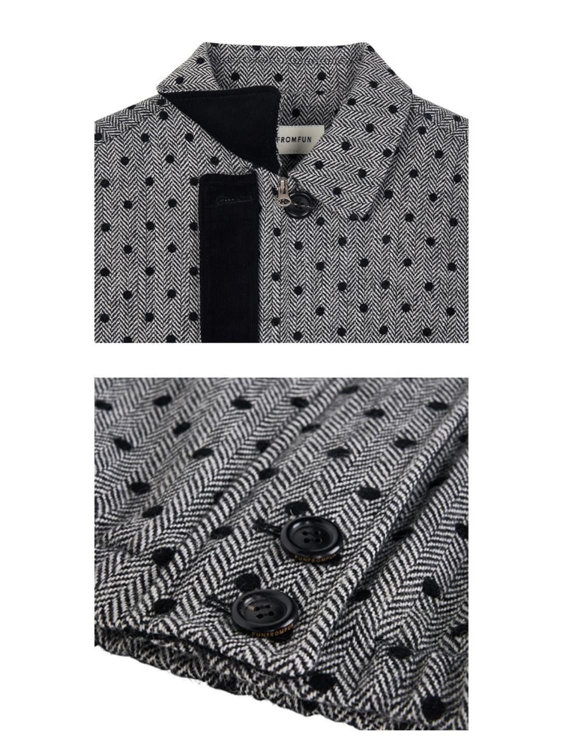 펀프롬펀 도트 헤링본 자켓 블랙 상품이미지6