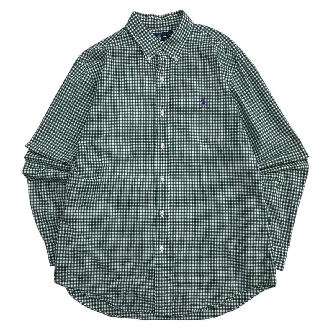 폴로 랄프로렌 퍼플포니 체크무늬 그린 셔츠 L 상품이미지2