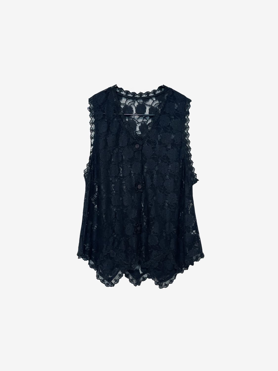 All-over Lace Vest - Black 상품이미지5