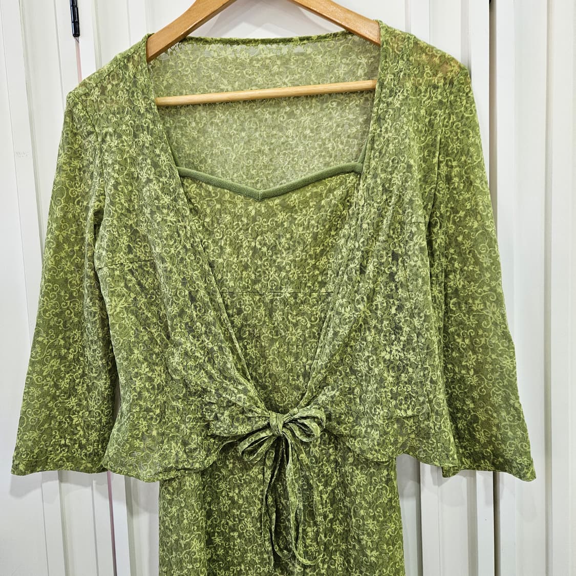 빈티지 그린 플로럴 원피스 가디건 세트 상품이미지2