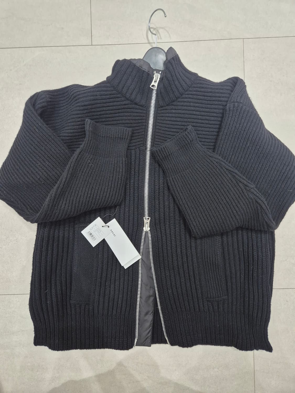 [3사이즈] 사카이 블랙 스포츠 믹스 니트집업 상품이미지5