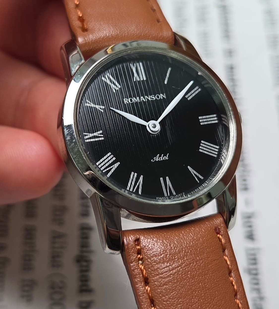 빈티지 로만손 아델 블랙로만 슬림쿼츠 드레스워치 여성용 상품이미지10