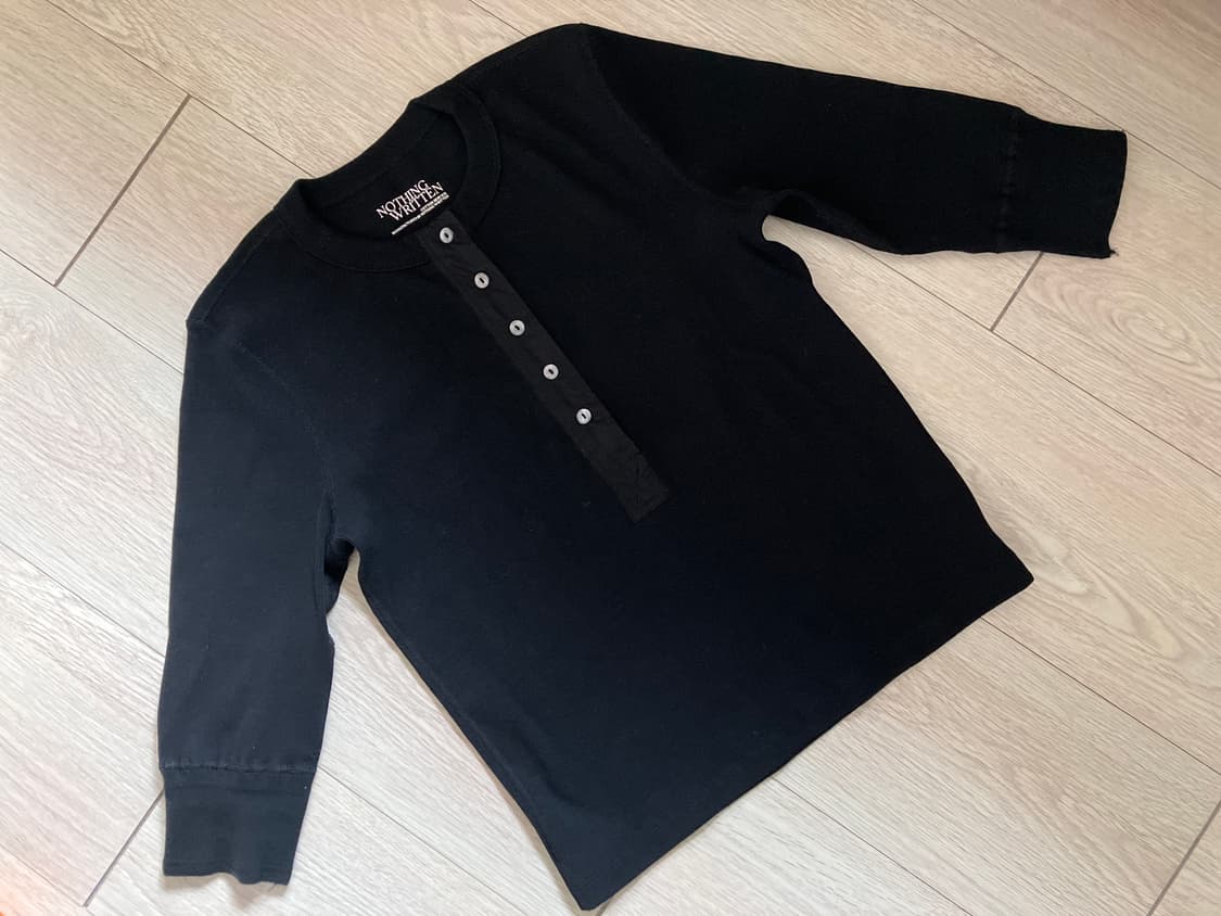 Vintage button t-shirt 블랙 상품이미지3