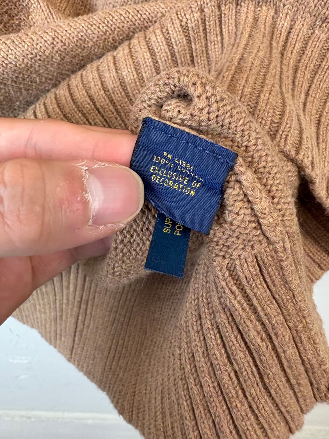 폴로랄프로렌 코튼 반집업 니트 베이지 상품이미지7