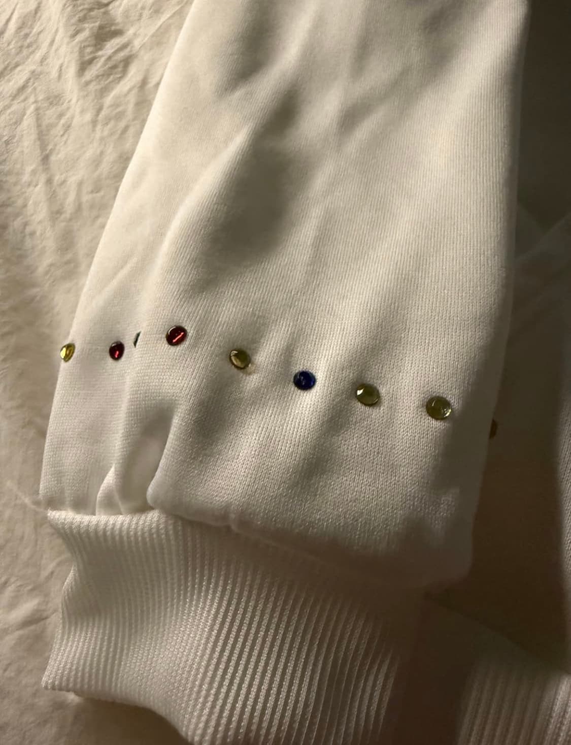 성조기 보석 빈티지 후드집업 화이트 상품이미지3