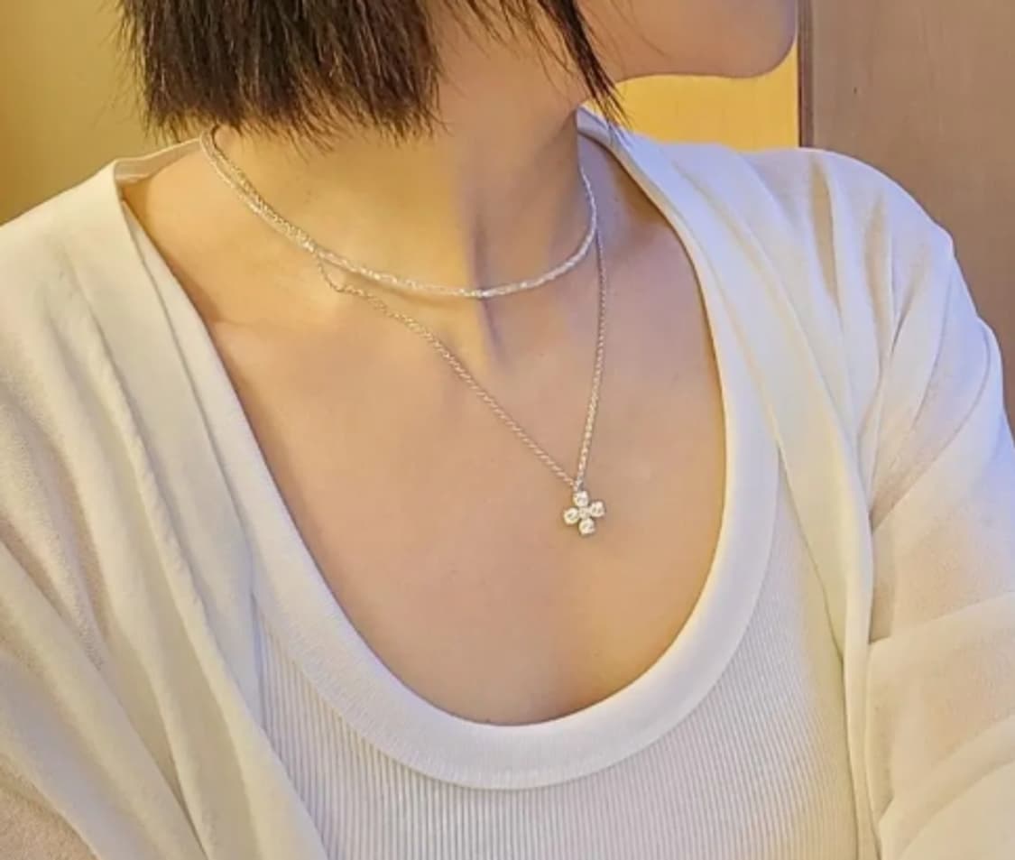 [풀박] 이에르로르 925실버 모이사나이트 롱체인 목걸이  상품이미지5