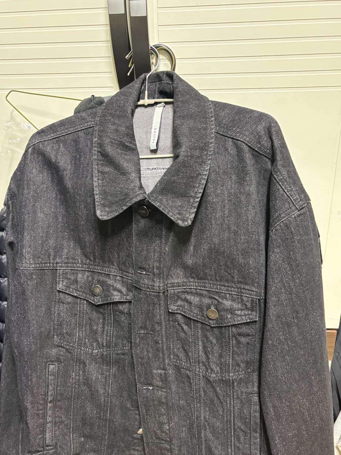 노이어 오버핏 크롬 데님 자켓 블랙 50 상품이미지2