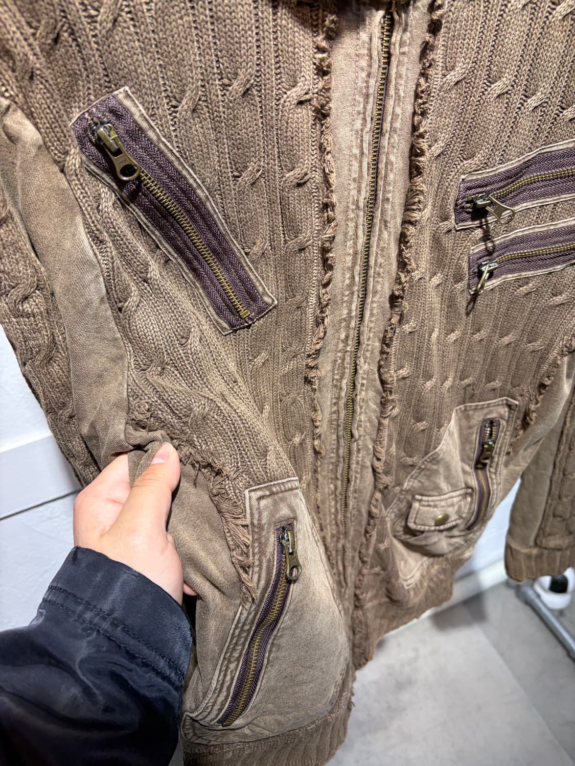 00s 빔즈 그런지 y2k 니트 집업 카고자켓 상품이미지5