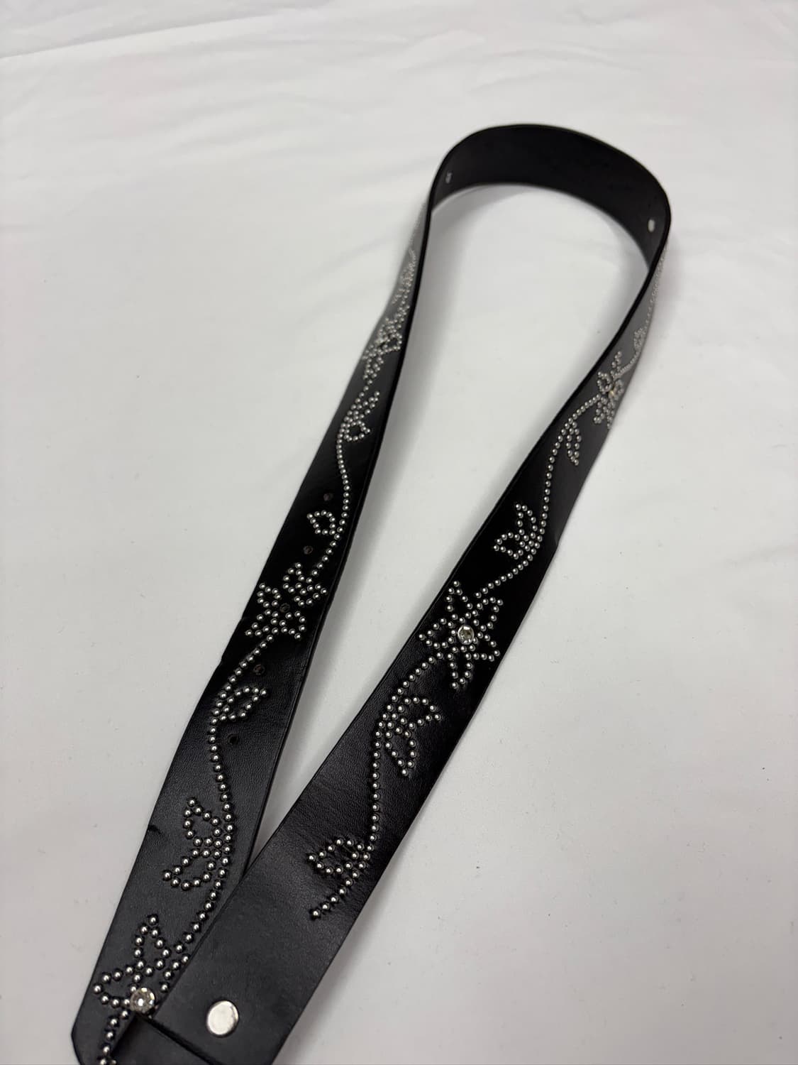 빈티지 웨스턴 스터드 플라워 비즈 블랙 벨트 상품이미지5