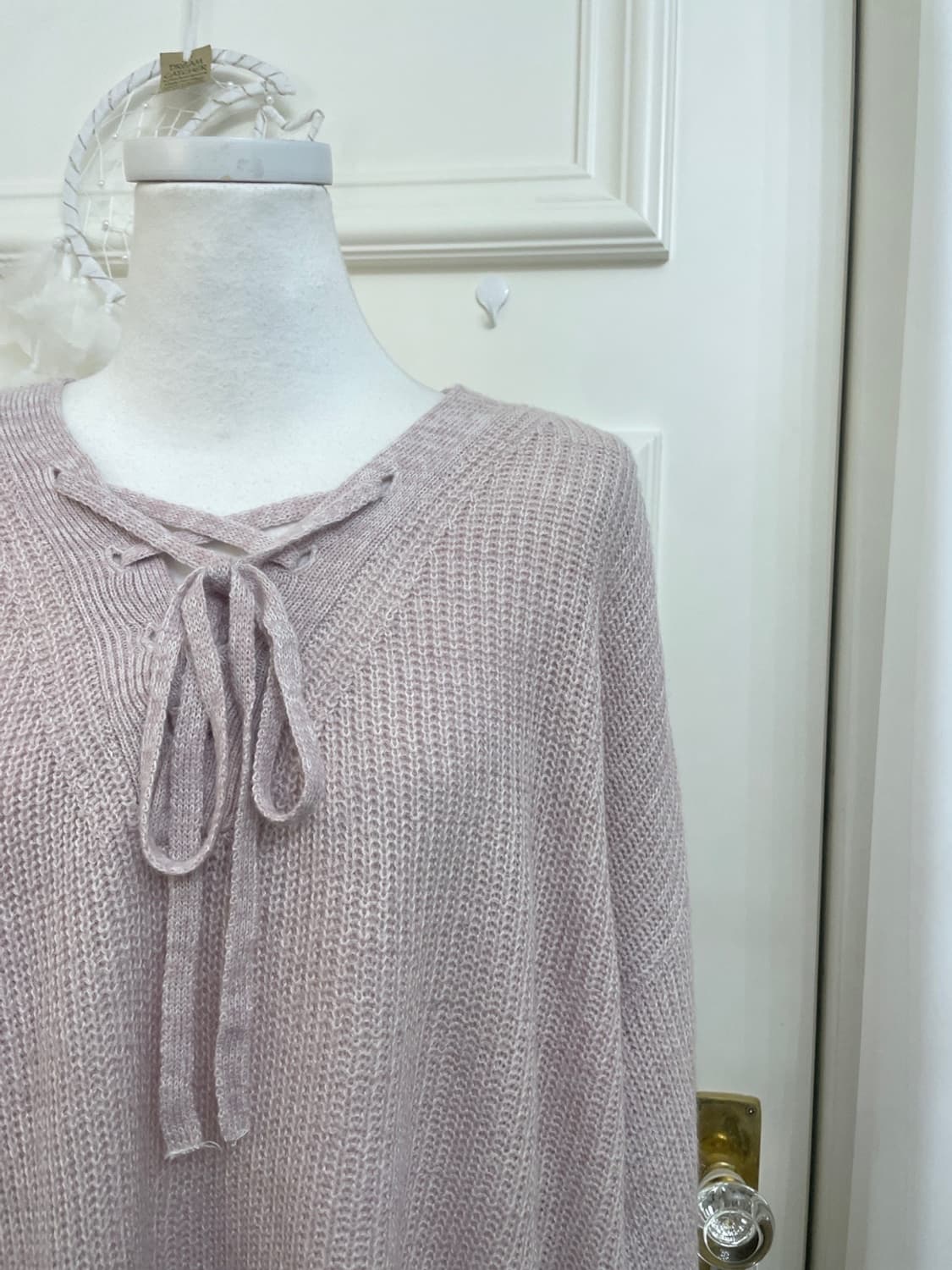 lavender pink lace-up point loose knit t 상품이미지6