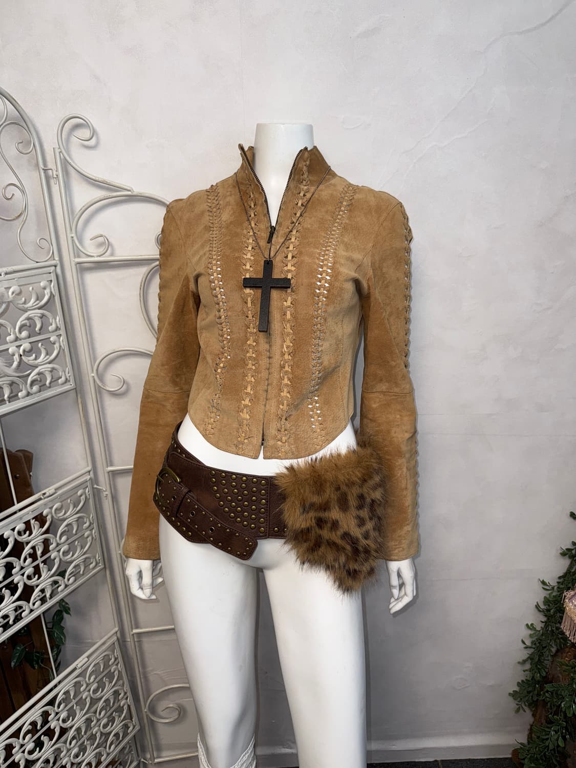 Camel real suede western stitched jk 상품이미지2