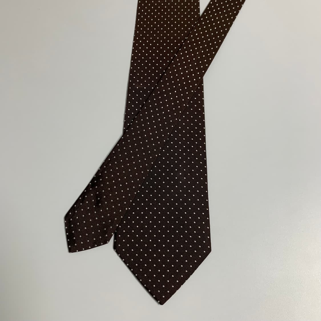 스테파노비지 x 투모로우랜드 브라운 도트 실크 넥타이 이탈리아제 최상급 상품이미지3