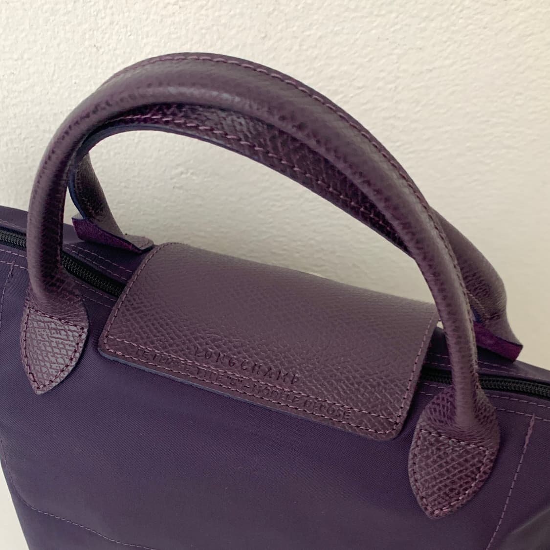 롱샴 르 플리아쥬 L1621 스몰 오베르진 퍼플 토트백 상품이미지7