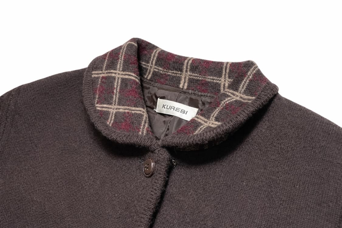 JPN 00s 일본 빈티지 y2k 모리걸 체크카라포켓 브라운 울 자켓 L 상품이미지4