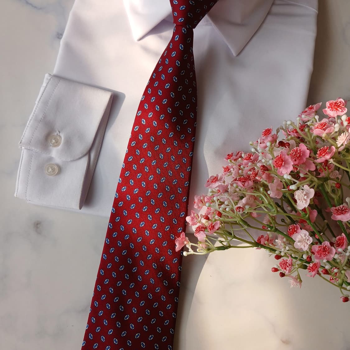 트루사르디 실크 레드 도트 패턴 넥타이 9.5cm 새제품 A19748 상품이미지6