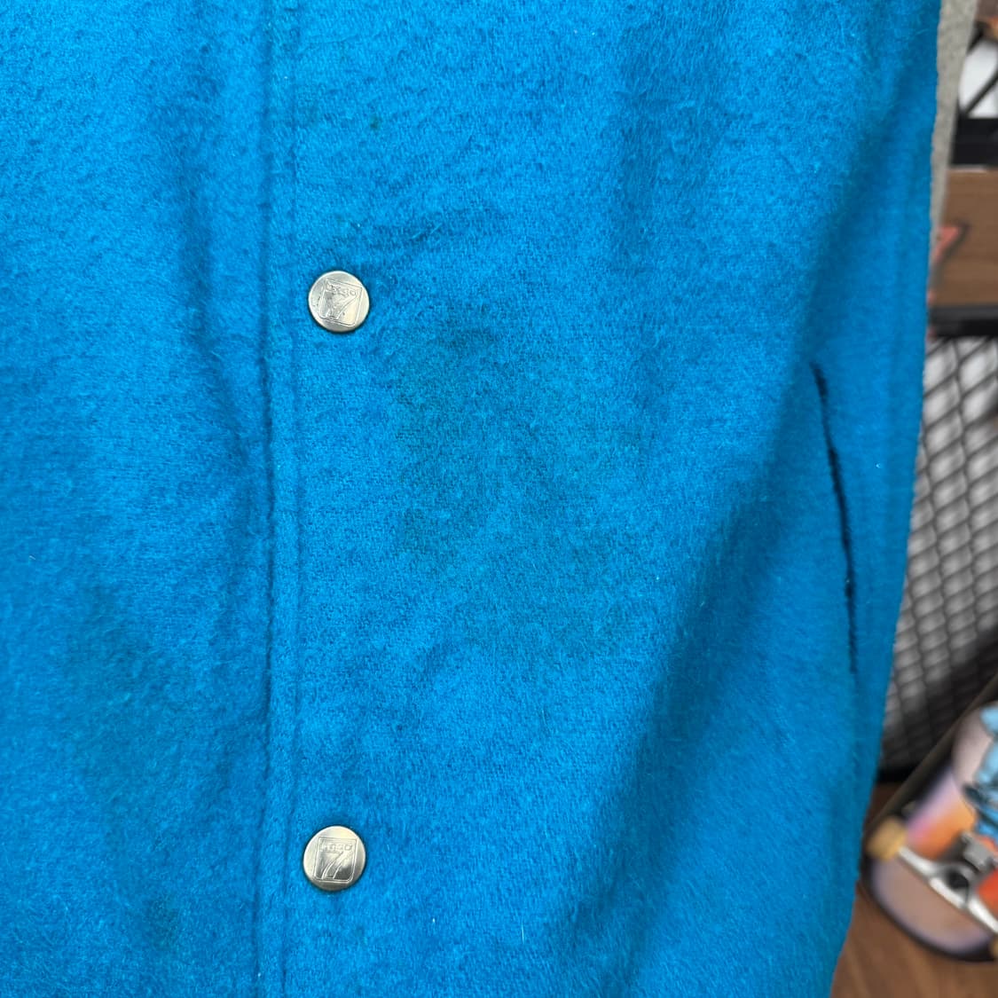 90s NHL 산호세 샤크스 팀 바시티 자켓 후면 빅로고 포인트 블루 상품이미지8