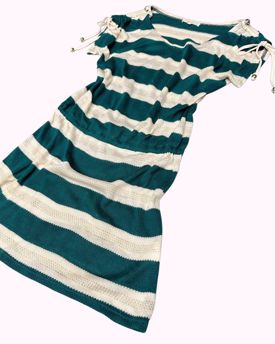 green stripe shirring knit dress 상품이미지3