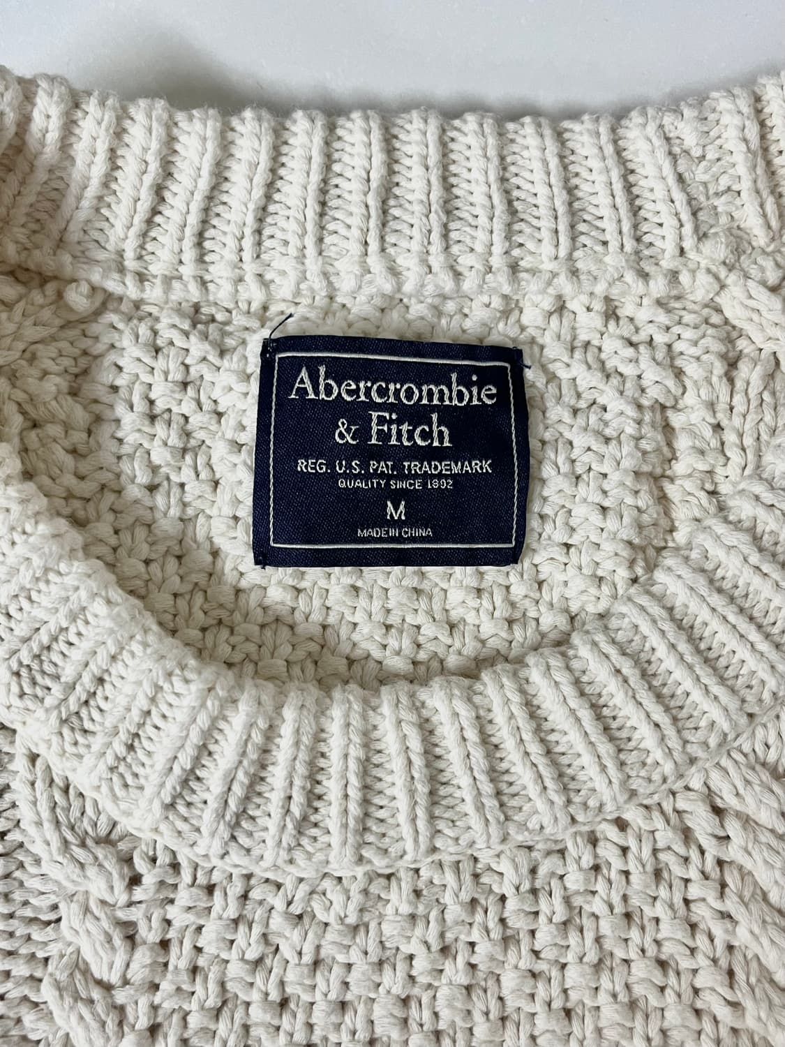 M) 아베크롬비 코튼 케이블 니트 아이보리 상품이미지4