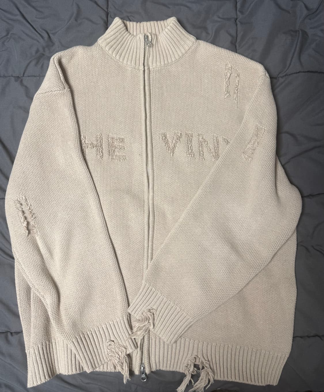 ( 1회 착용 L ) 더바이닐하우스 그런지 집업 가디건 베이지 상품이미지1