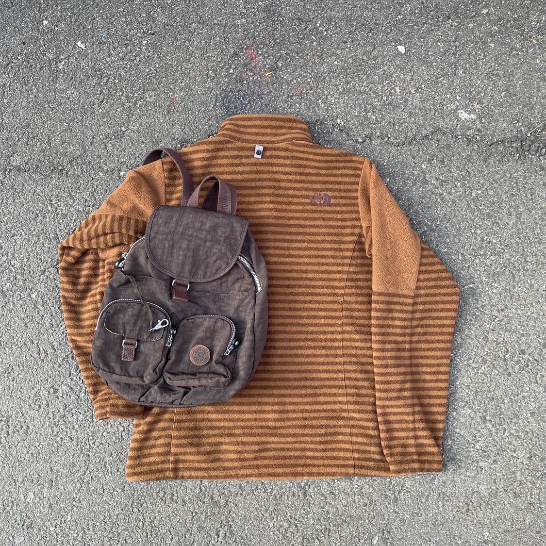 노스페이스 대대장 초코 브라운 스트라이프 여성 후리스 자켓 XL 상품이미지3