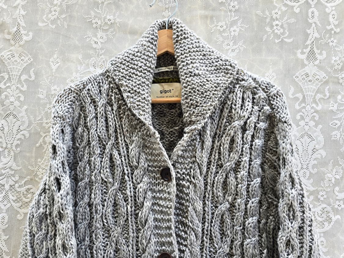 일본 기곳 네팔산 숄카라 니트자켓 상품이미지2