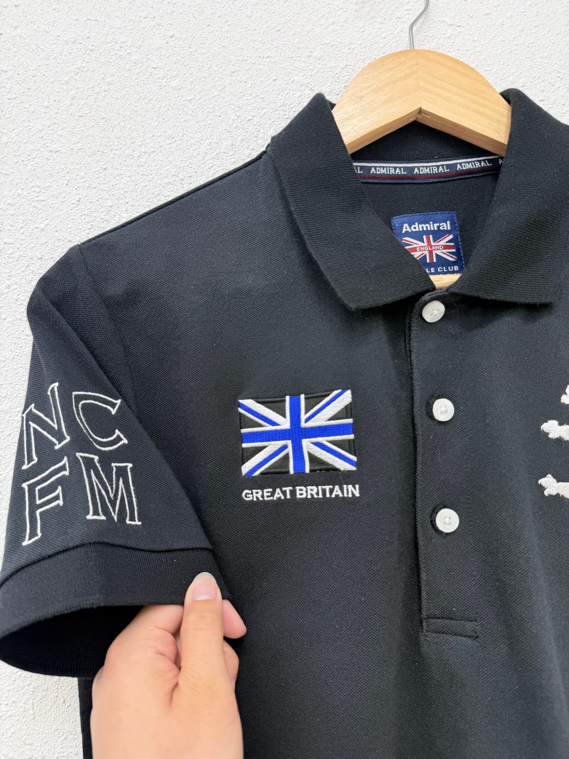 빈티지 Nicole Club for Men 블랙 자수 카라티 상품이미지6