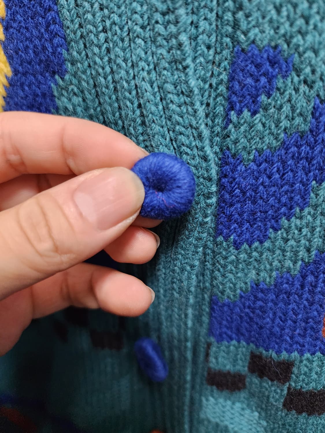 뉴질랜드 빈티지 100wool 패턴 니트 가디건 상품이미지4