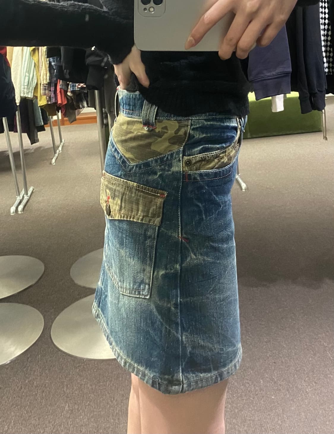 150)일본 빈티지 카모 미니 스커트 상품이미지2