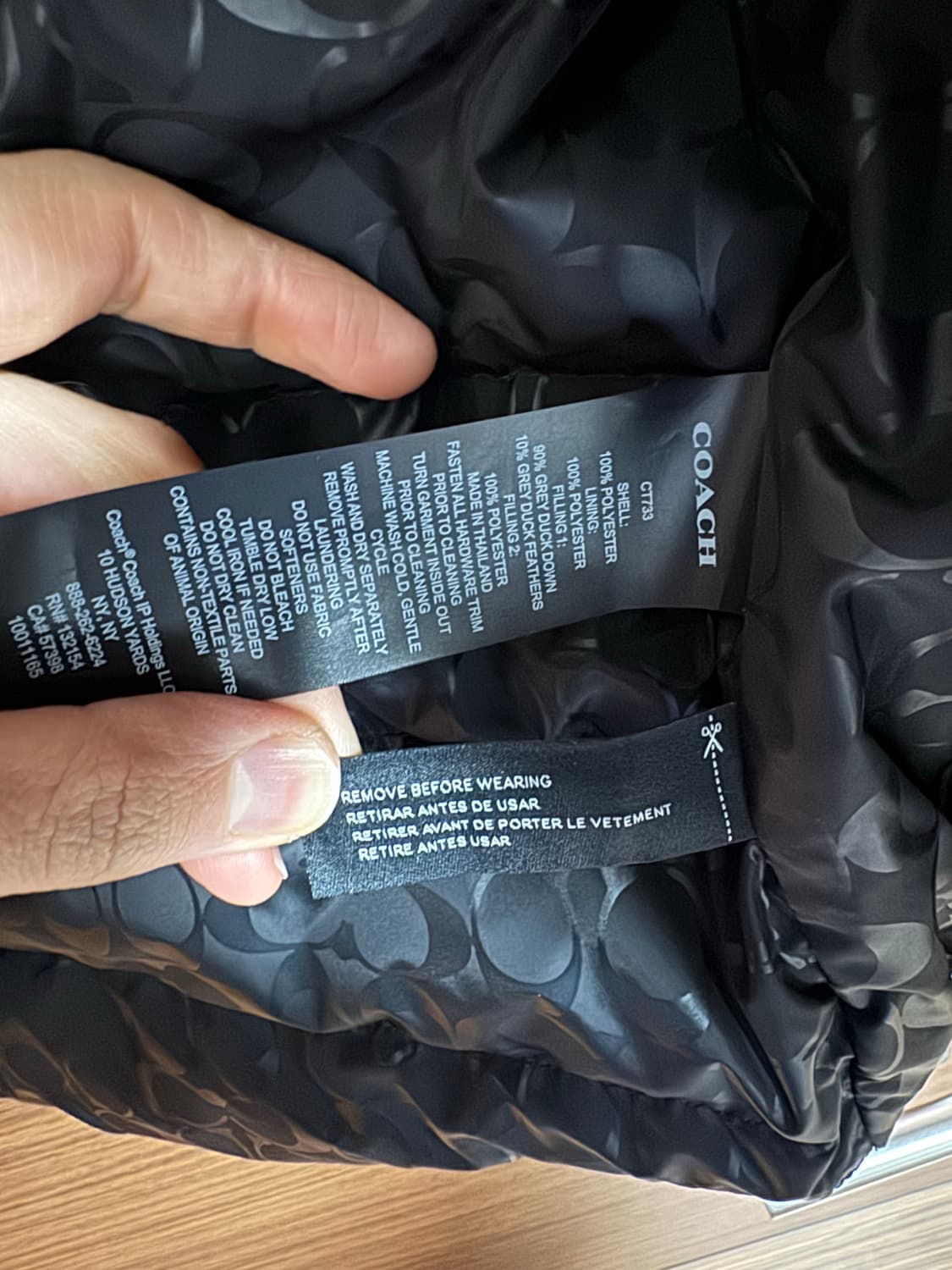 Coach 경량패딩 카키 S 상품이미지5