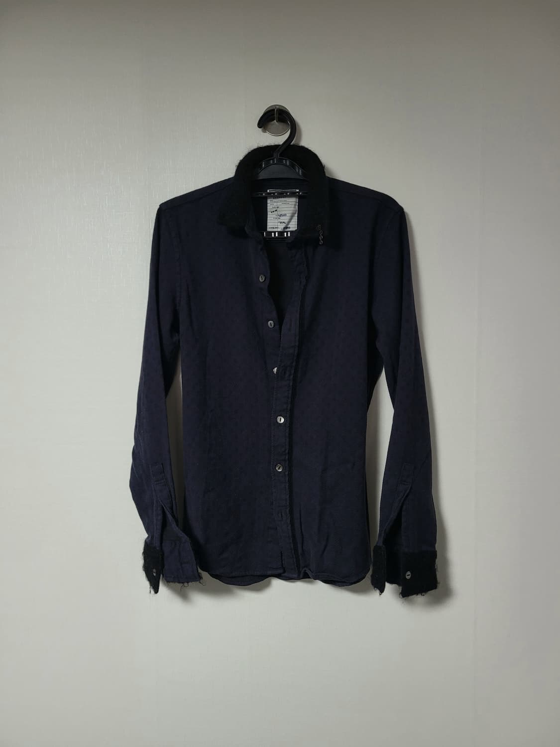 Shareef 레이스 도트 퍼 카라 셔츠 상품이미지1