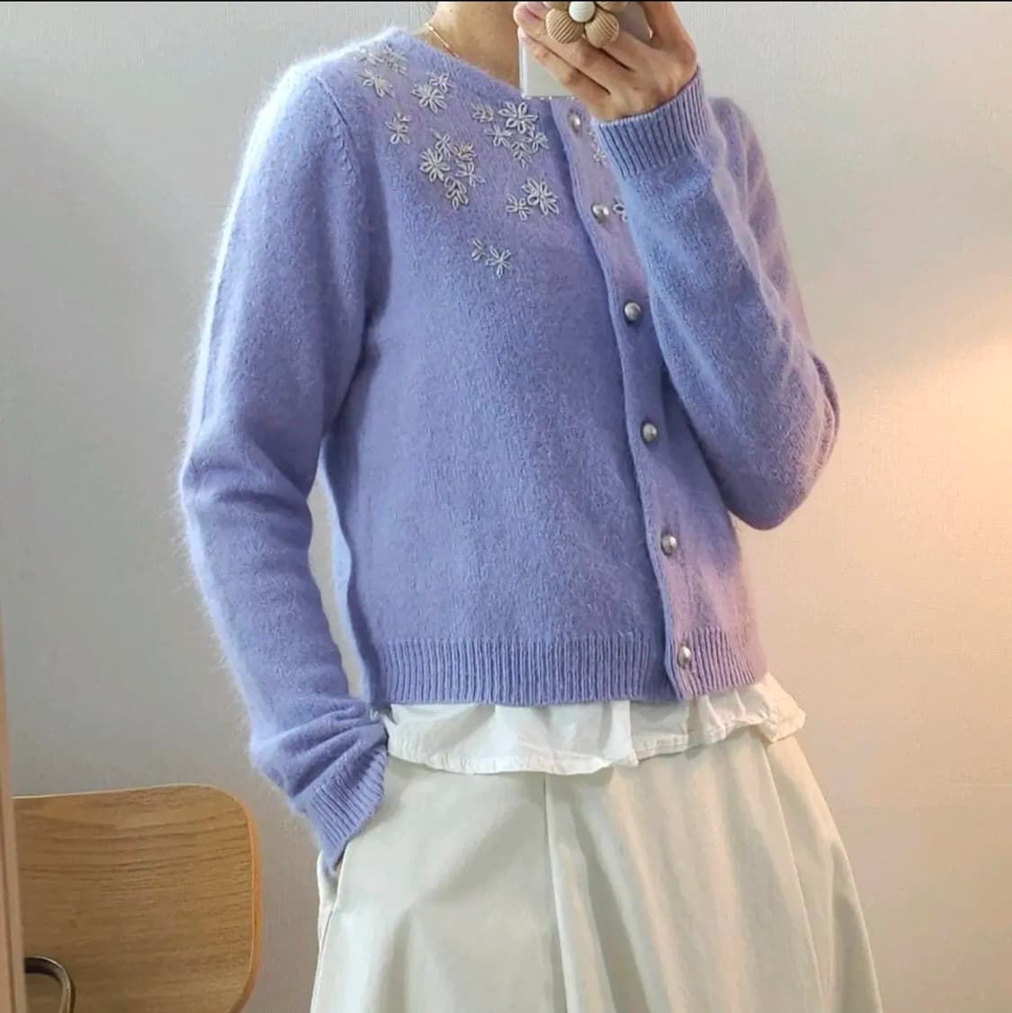 (F)아네스베 japan 여자 앙고라 울 자수 가디건 상품이미지3
