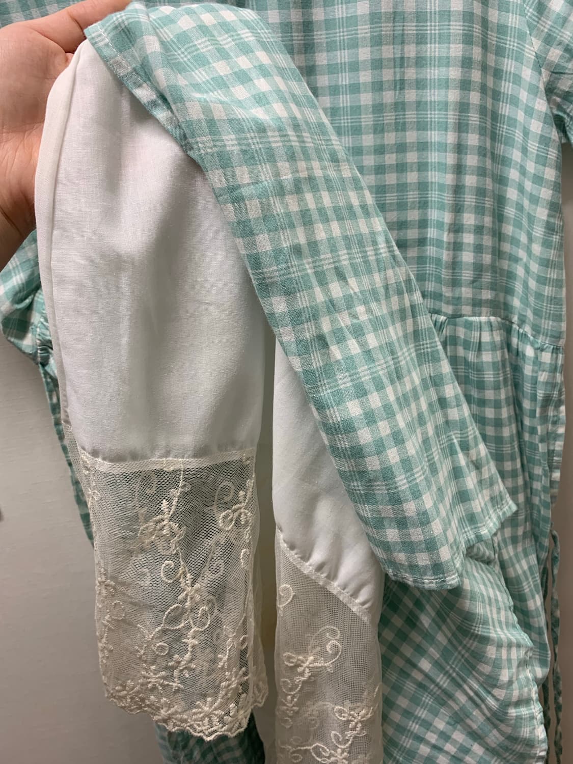 체크 코튼 빈티지 롱 원피스 상품이미지3