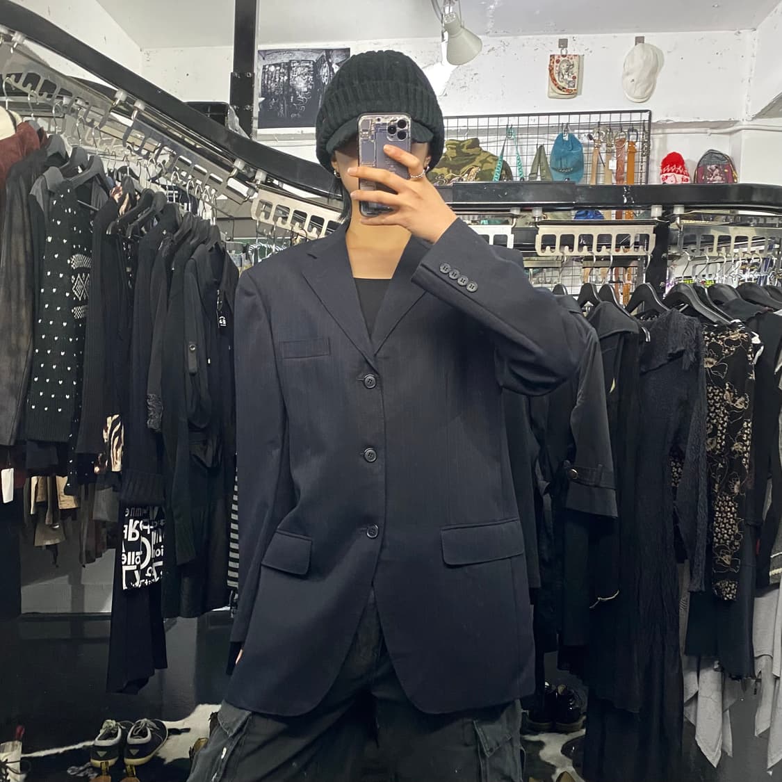 Intimage 스트라이프 쓰리버튼 블레이저 상품이미지1