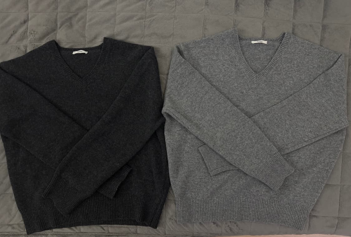 [2] Taille 타일레 브이넥 니트 챠콜, 그레이 상품이미지1