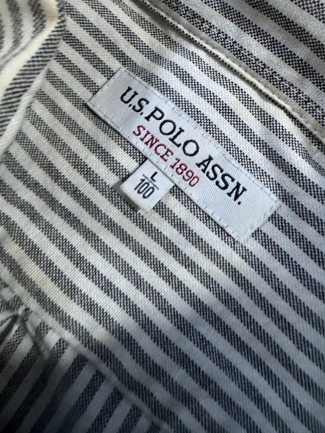Us 폴로 레드 포니 스트라이프 코튼 셔츠 L 상품이미지3