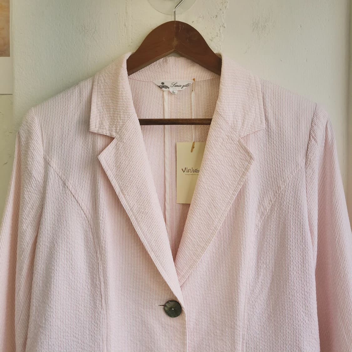 Sonia gilles 시어서커 핑크 면자켓 상품이미지4