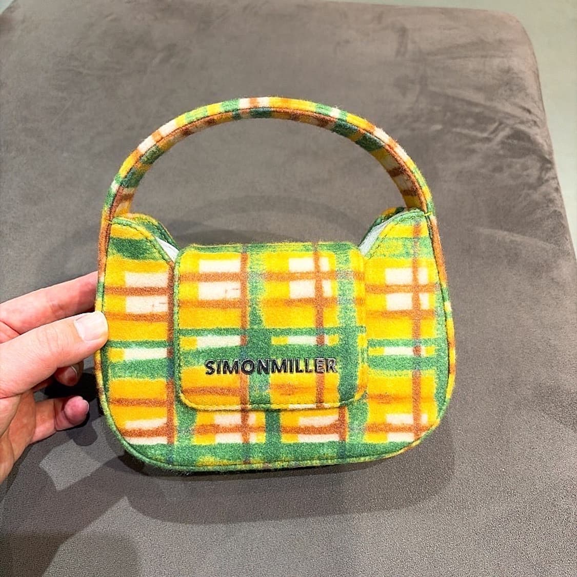 (정품/새상품) 시몬 밀러 여성 그린 옐로 체크 울 핸드백 상품이미지1