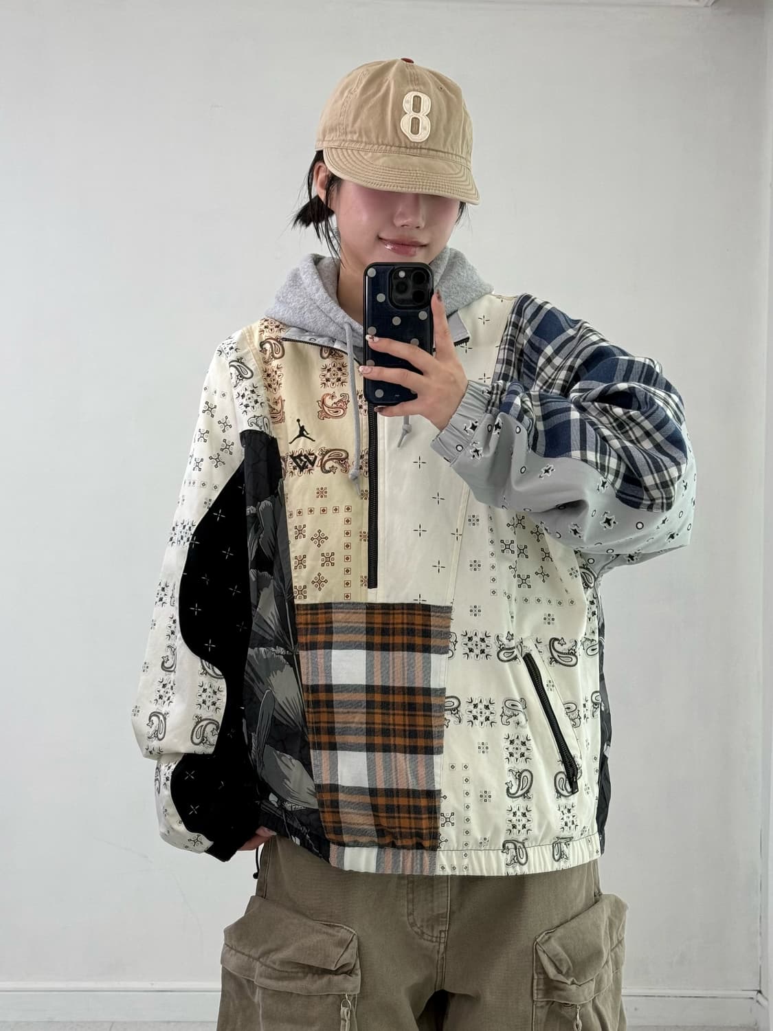 조던x러셀 웨스트브루크 패치워크 반집업 상품이미지3