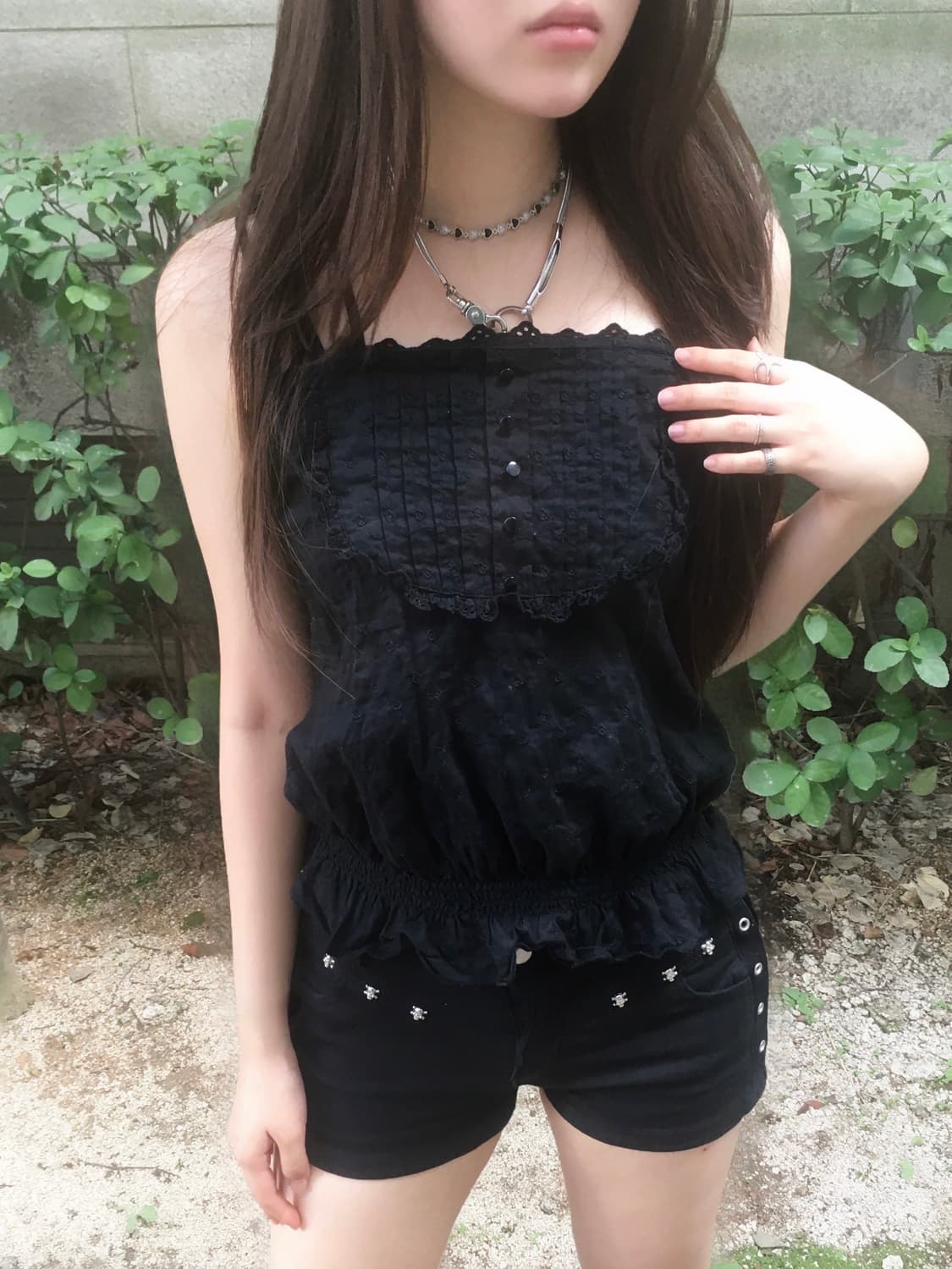 블랙 레이스 슬리브리스 상품이미지1