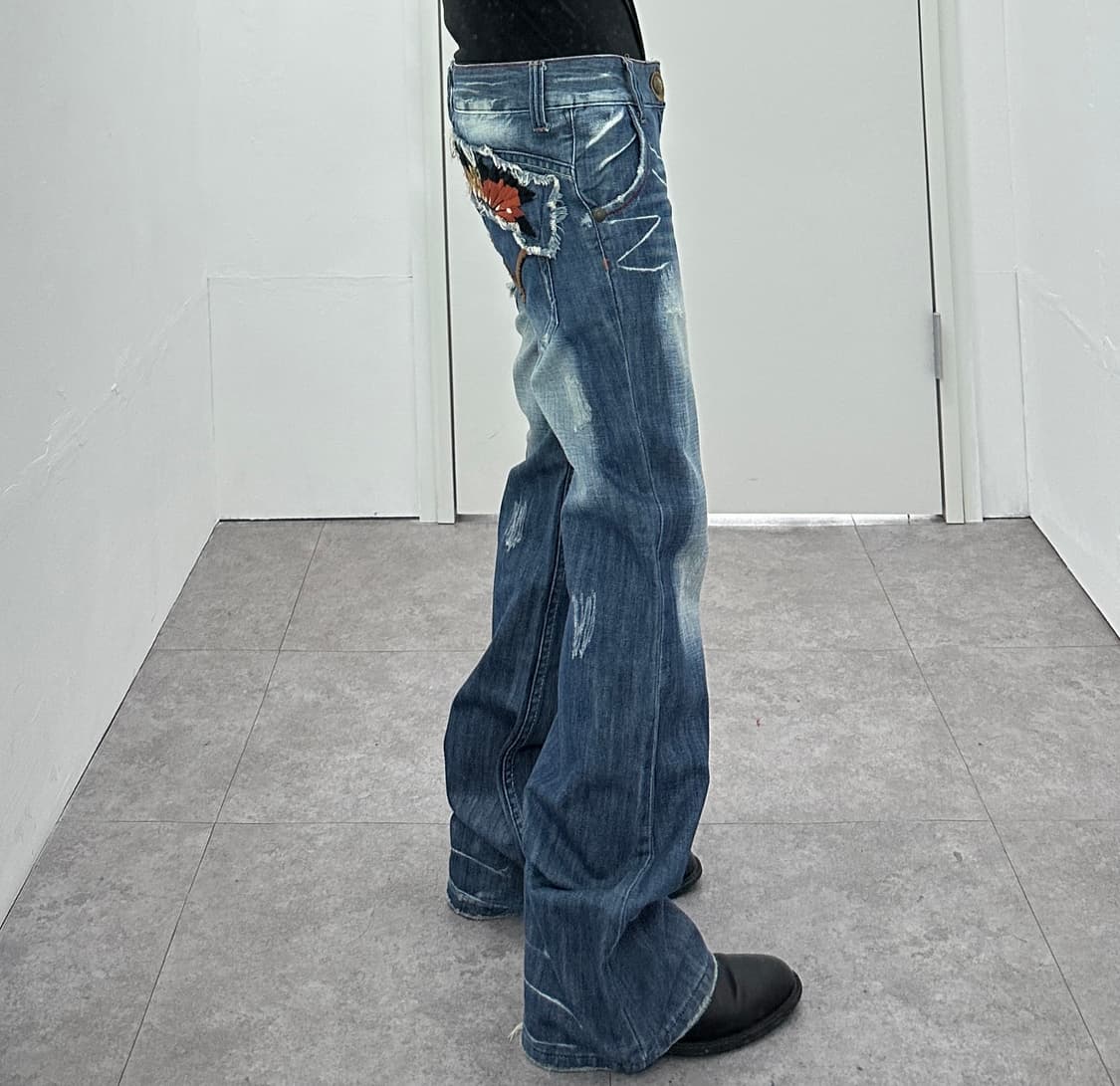 Red Pepper Skull Embroidered Bootcut Den 상품이미지3