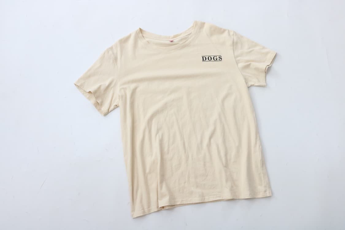 빈티지 DOGS 도그스 일러스트 그래픽 아이보리 반팔 티셔츠 (XXL) 상품이미지6