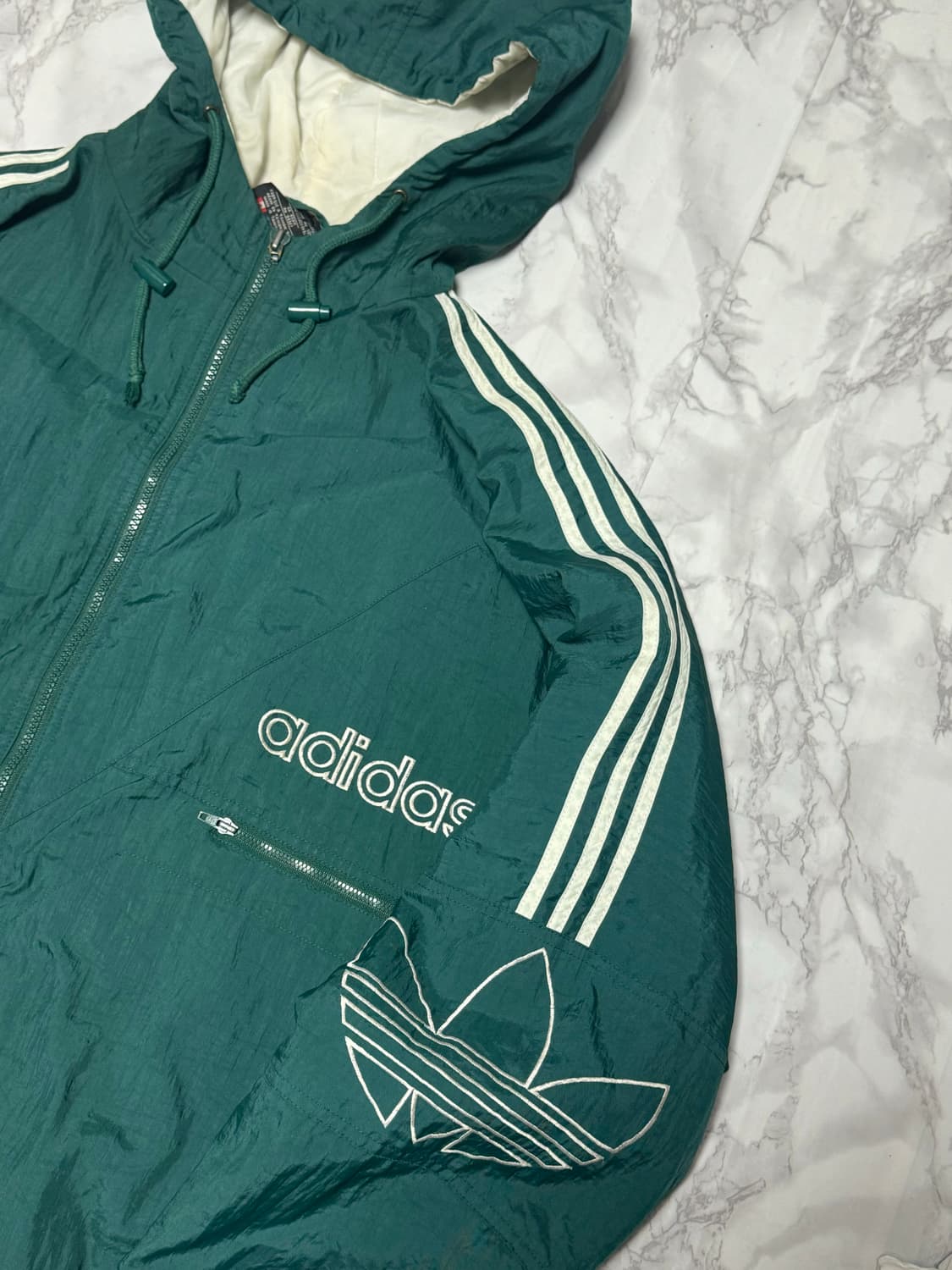 아디다스 심선 빅로고 딥그린 바람막이 점퍼 자켓 올드스쿨 상품이미지3